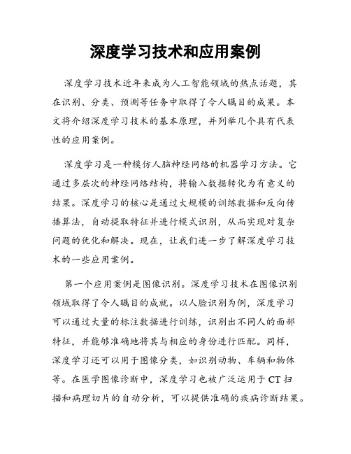 深度学习技术和应用案例