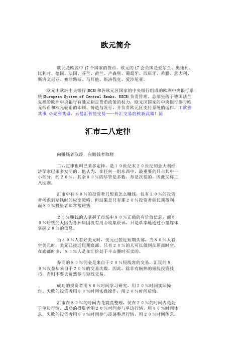 外汇ea参数设置 欧元简介