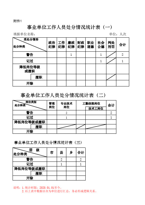  处分情况统计表