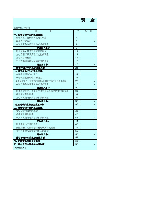 现金流量表自动生成模板20151231(最新修正版)