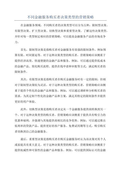 不同金融服务购买者决策类型的营销策略