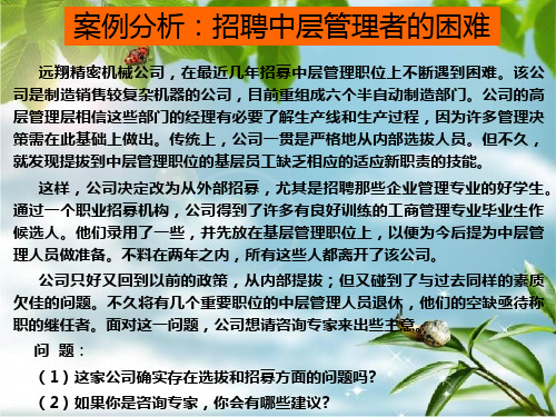 案例分析招聘中层管理者的困难幻灯片PPT