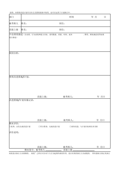 中国联通黑龙江分公司员工绩效管理方案绩效改进计划