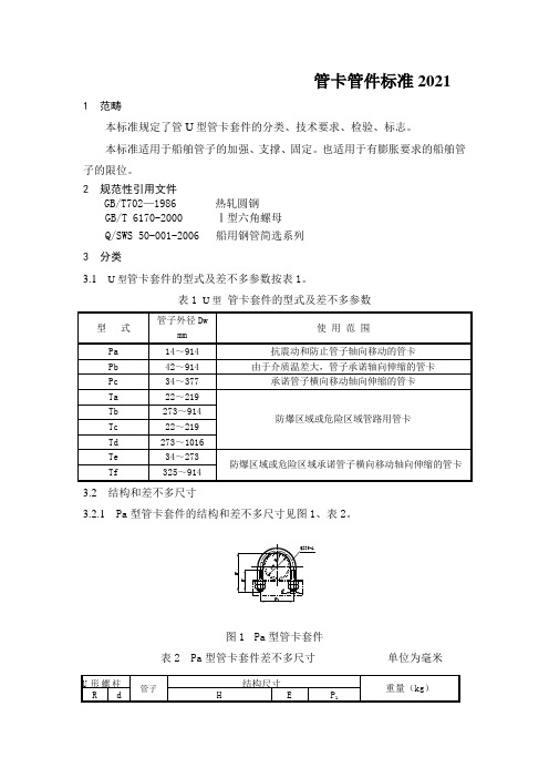 管卡管件标准2021