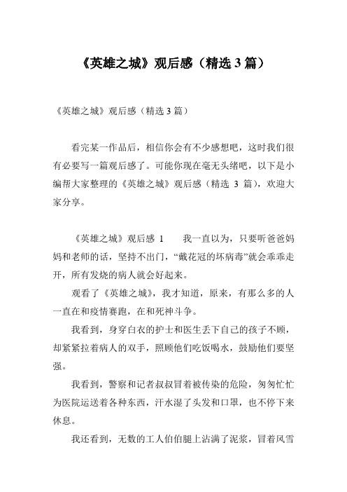 《英雄之城》观后感(精选3篇)