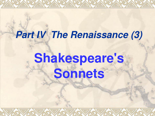 Part IV  The Renaissance  Shakespeares Sonnets