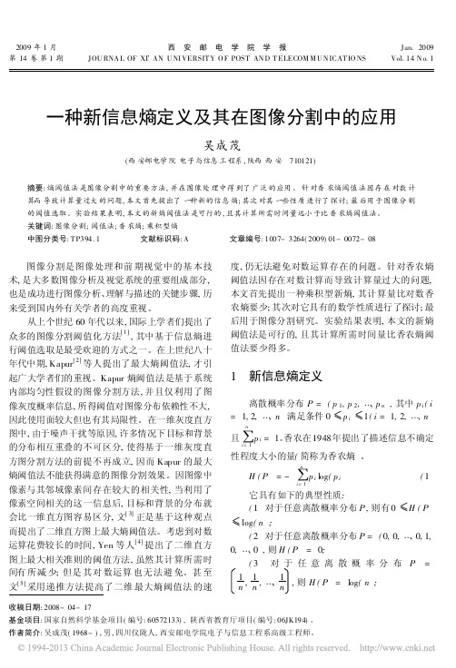 一种新信息熵定义及其在图像分割中的应用