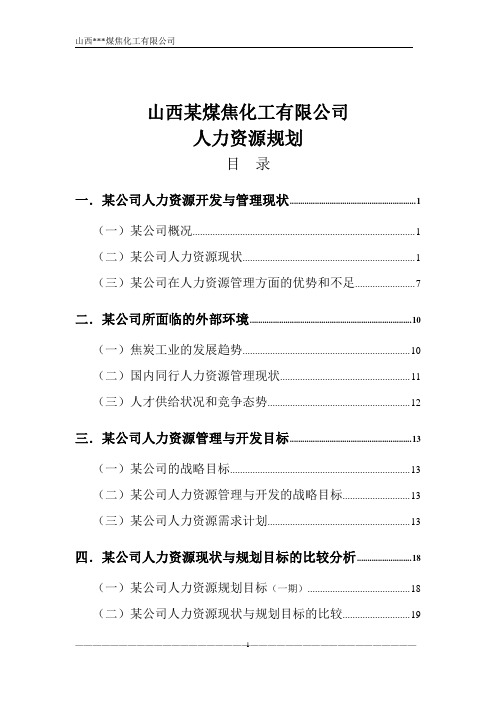 【实例】山西某煤焦化工有限公司 2012年人力资源规划-34页