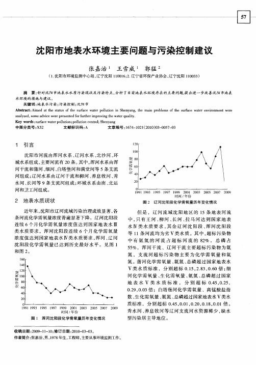 沈阳市地表水环境主要问题与污染控制建议