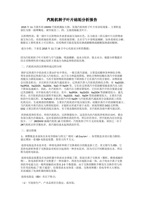 汽轮机转子叶片结垢分析报告