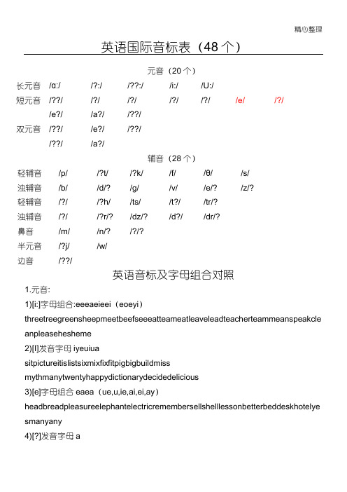 英语国际音标表格模板(元音+辅音)