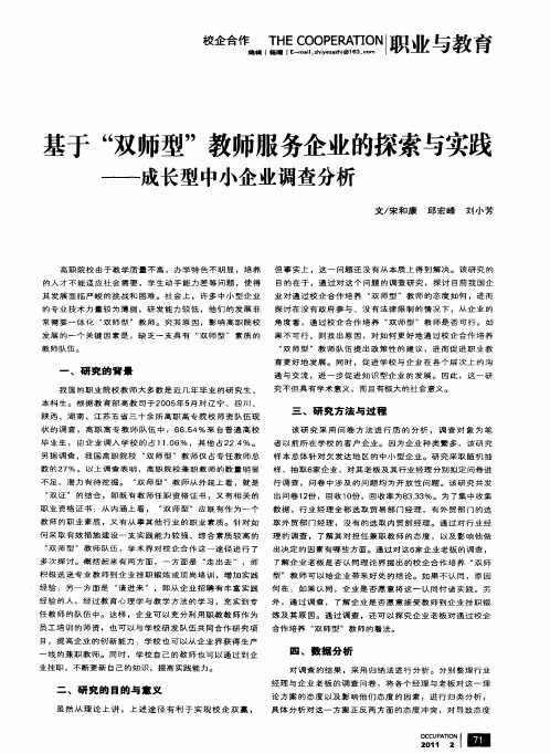 基于“双师型”教师服务企业的探索与实践——成长型中小企业调查分析