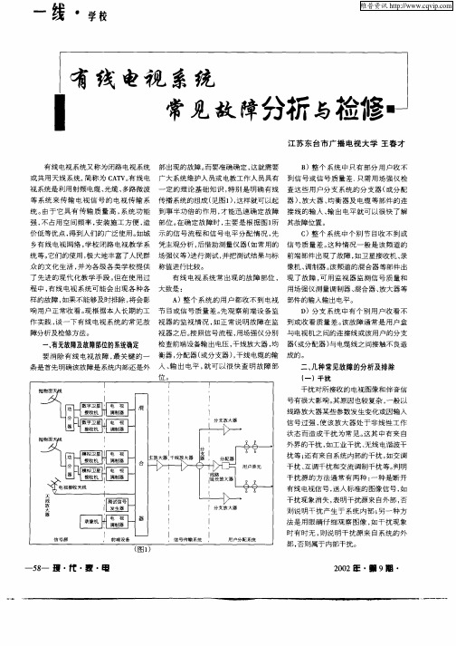 有线电视系统常见故障分析与检修