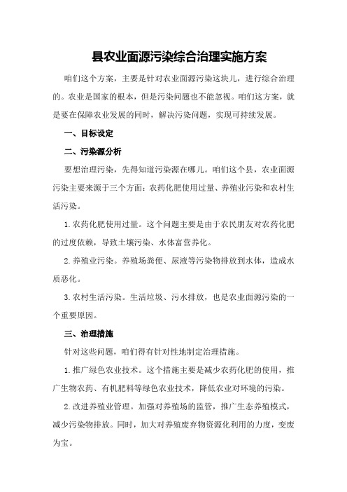 县农业面源污染综合治理实施方案