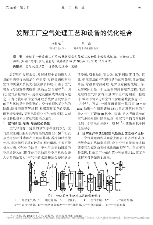 发酵工厂空气处理工艺和设备的优化组合_方书起