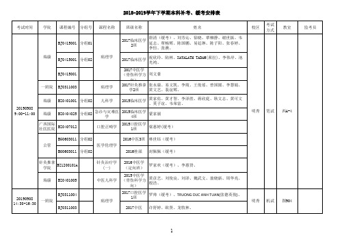 2018-2019-2本科补考缓考安排表(学生)