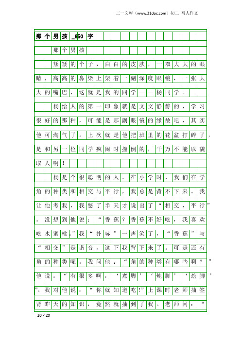 初二写人作文:那个男孩_650字_1