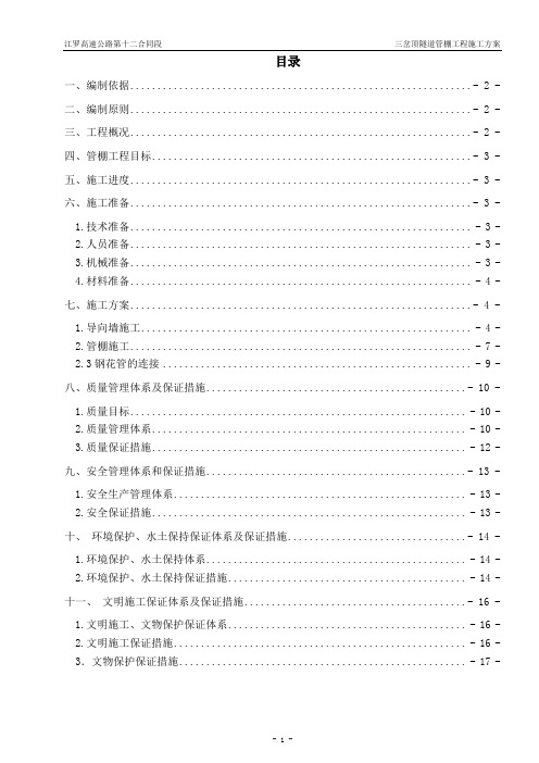 分离式特长公路隧道管棚施工技术实施方案