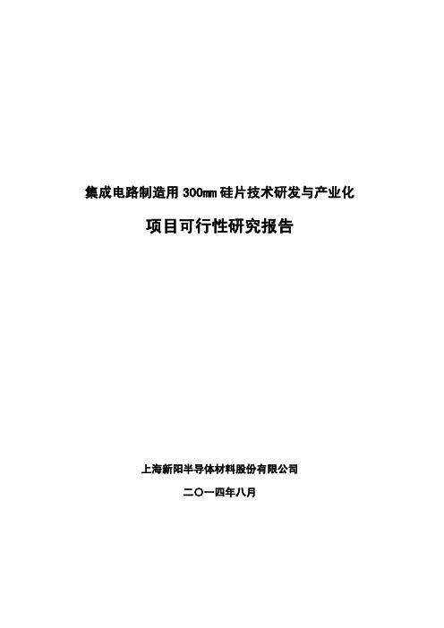 集成电路制造用300mm硅片技术研发与产业化项目可行性研究报告