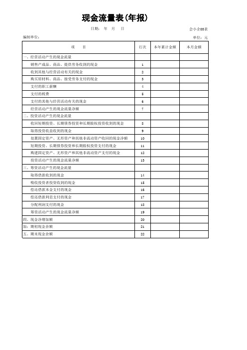 小企业会计准则现金流量(年报)