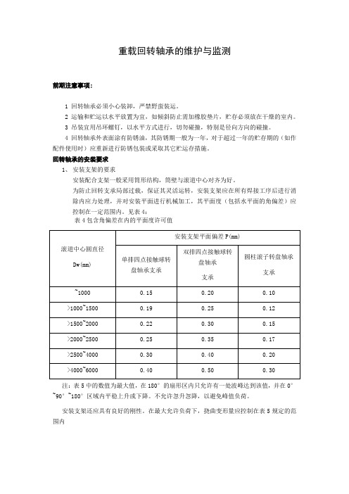 重载回转轴承的保养和监测