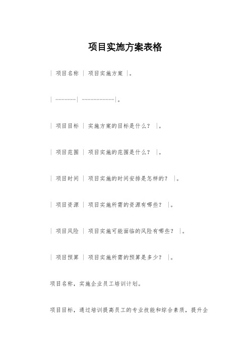 项目实施方案表格