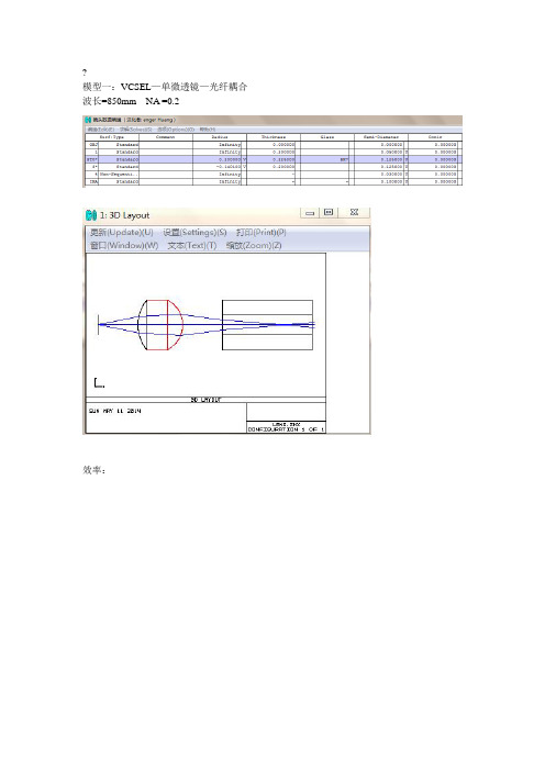 zemax耦合效率的一些模型