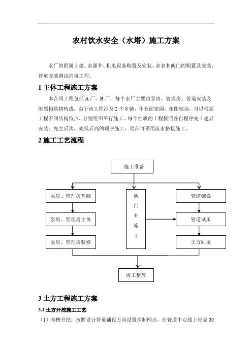 农村饮水安全(水塔)施工方案