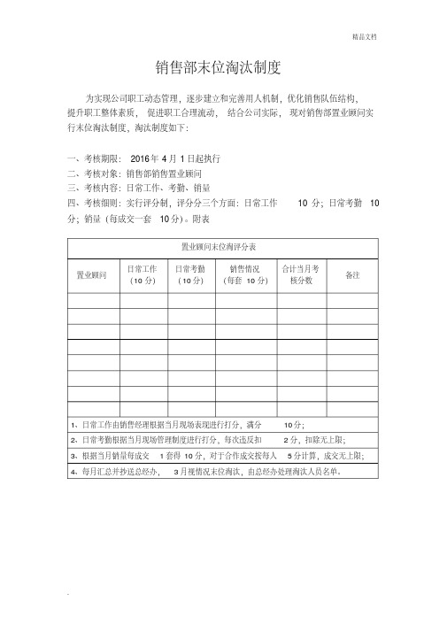 销售部末位淘汰制度