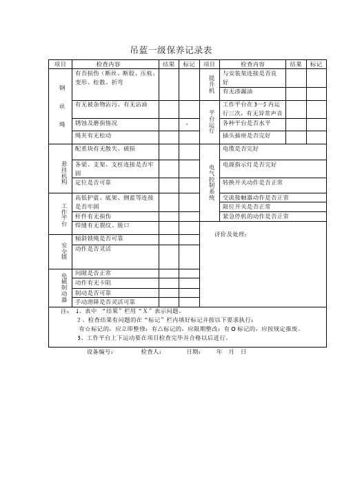 吊篮养护记录