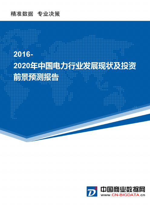 2016-2020年中国电力行业发展现状及投资前景预测报告(目录)介绍