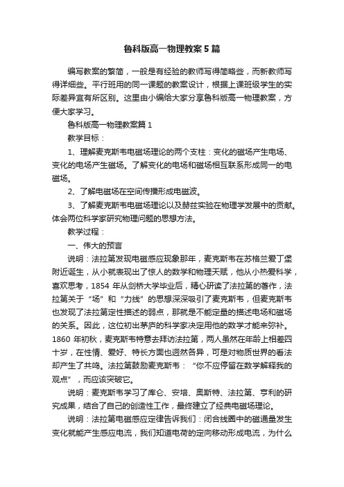 鲁科版高一物理教案5篇