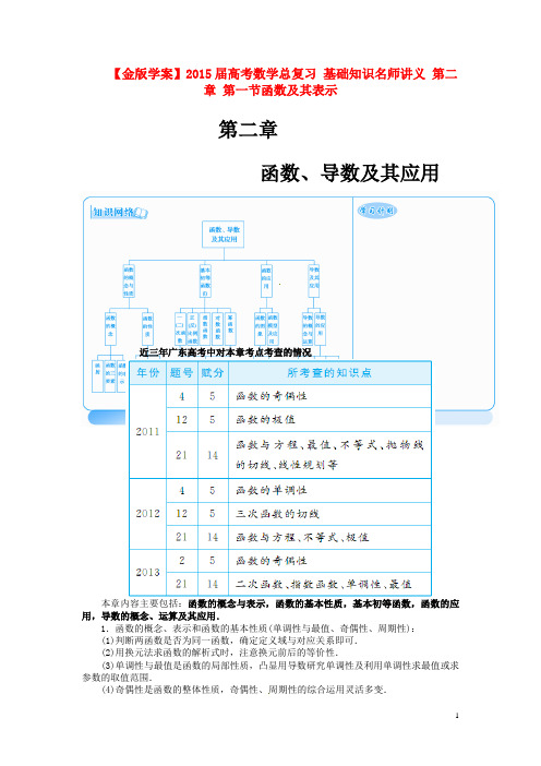 高考数学总复习 基础知识名师讲义 第二章 第一节函数及其表示 理 