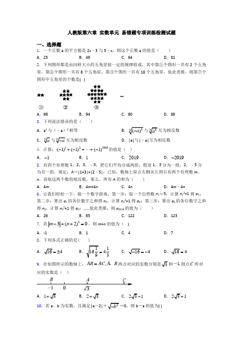 人教版第六章 实数单元 易错题专项训练检测试题