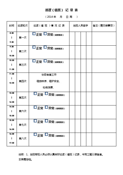 巡逻记录表