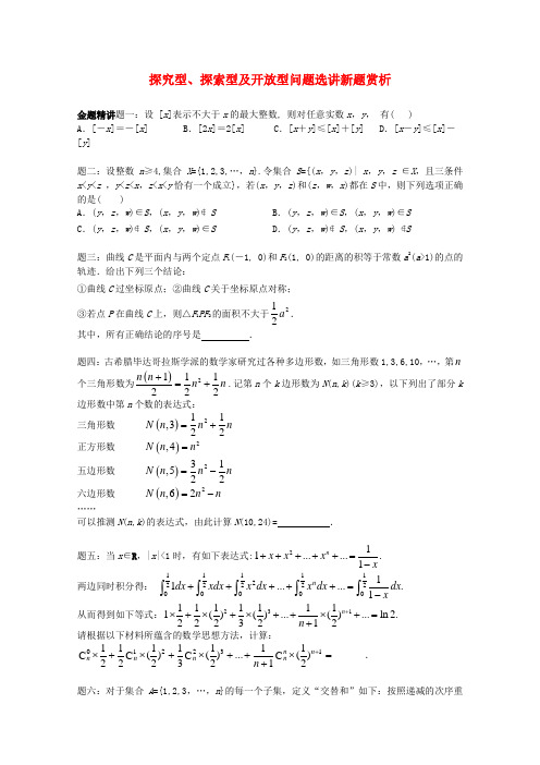 高考数学 探究型、探索型及开放型问题选讲新题赏析讲义 理