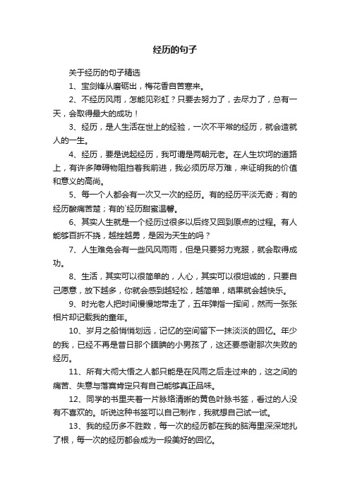 关于经历的句子精选