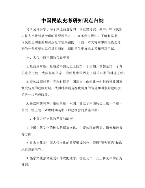 中国民族史考研知识点归纳