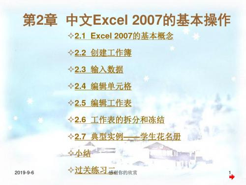 中文Excel_2007电子表格制作实训教程(电子教案)第2章.ppt