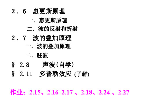 大学物理第二章-4-惠更斯原理,衍射,折射