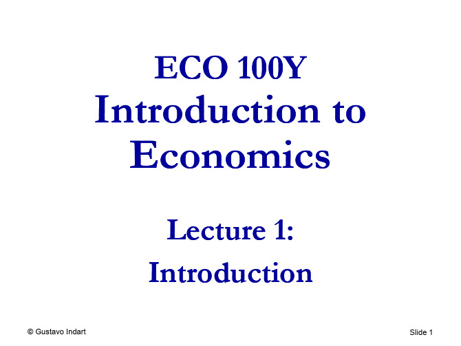 多伦多大学大一经济学 Lecture 01 - ECO100