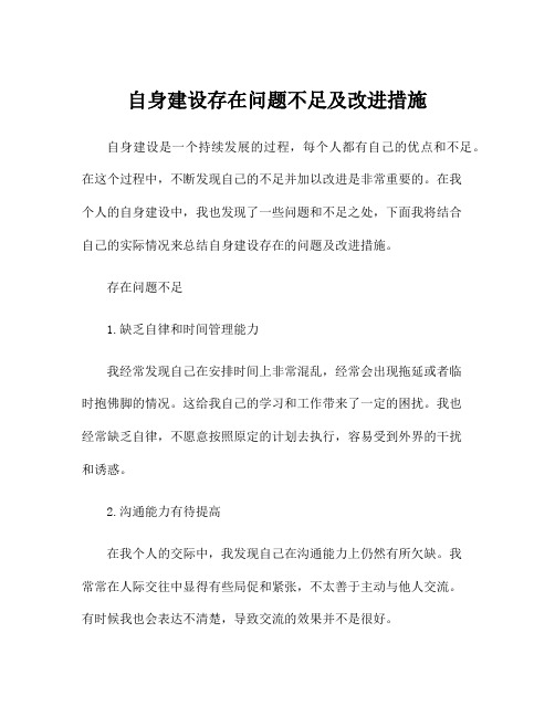 自身建设存在问题不足及改进措施