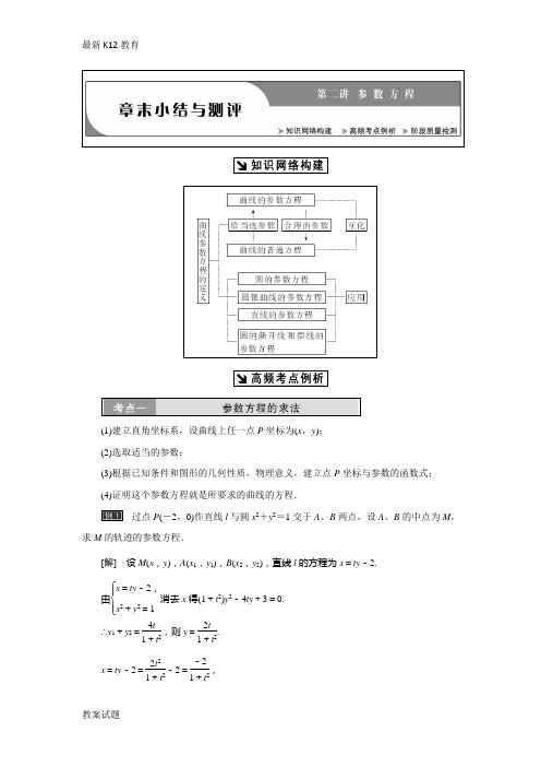 【配套K12】2018-2019学年高中数学人教A版选修4-4创新应用教学案：第二讲章末小结与测评-