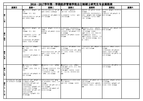 经管2016-2017-1全日制硕士生专业课程表