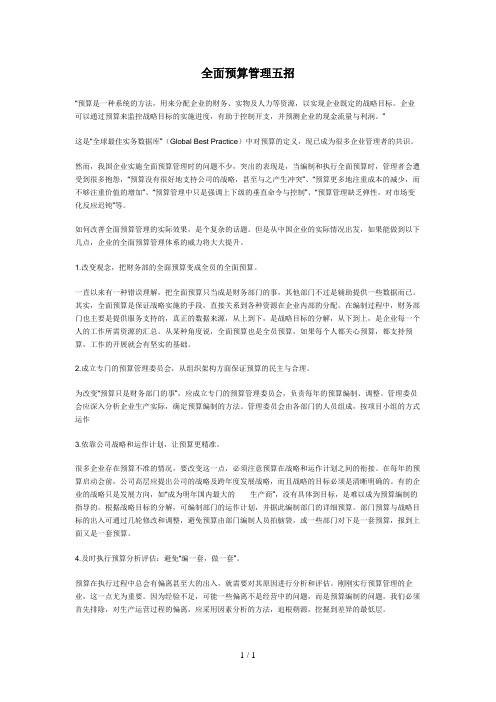 企业全面预算管理办法(5个doc)9