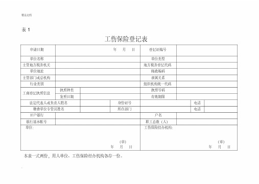 工伤保险登记表