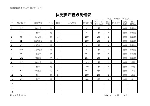 固定资产明细表