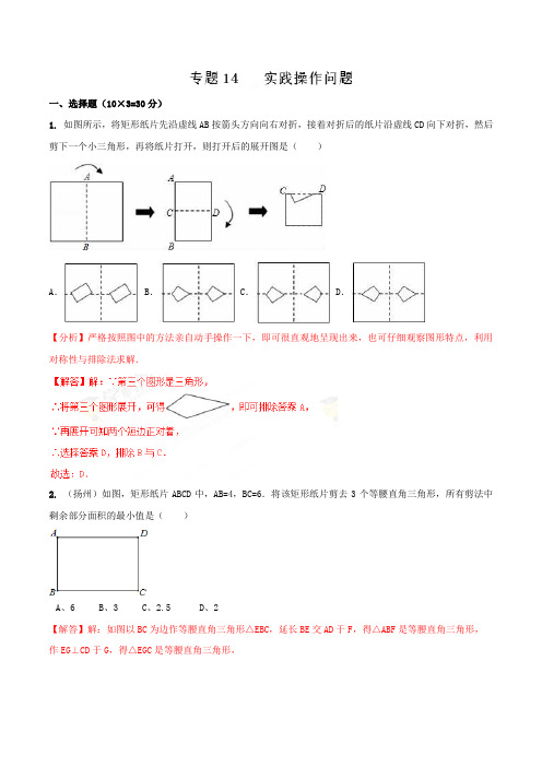 实践操作问题(精练)-2019年中考数学高频考点突破全攻略(解析版)