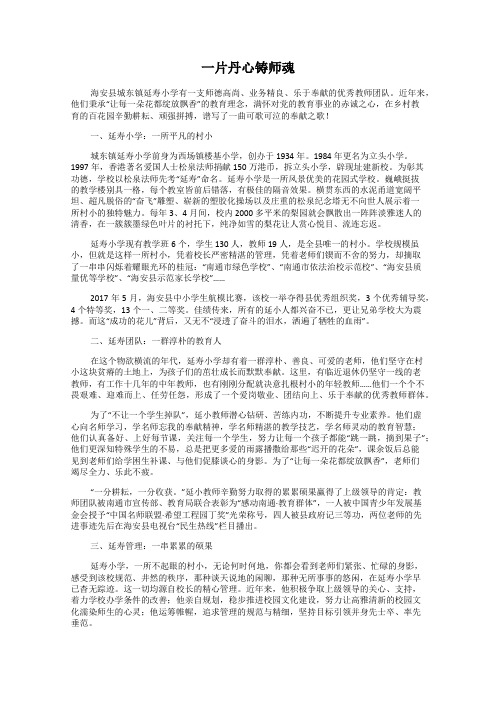 一片丹心铸师魂