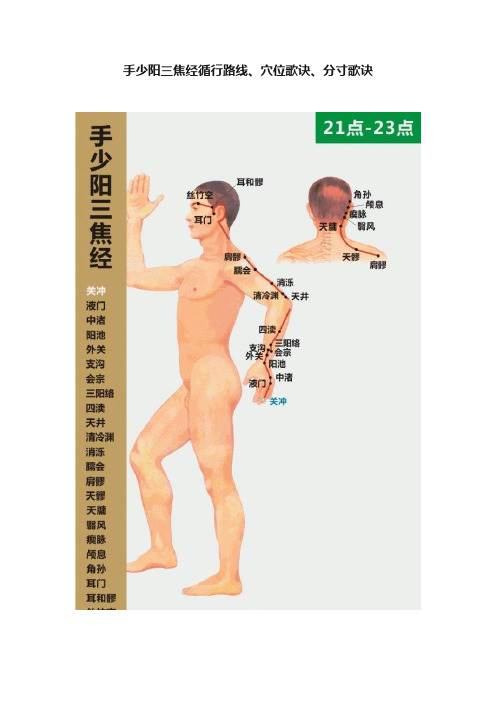 手少阳三焦经循行路线、穴位歌诀、分寸歌诀